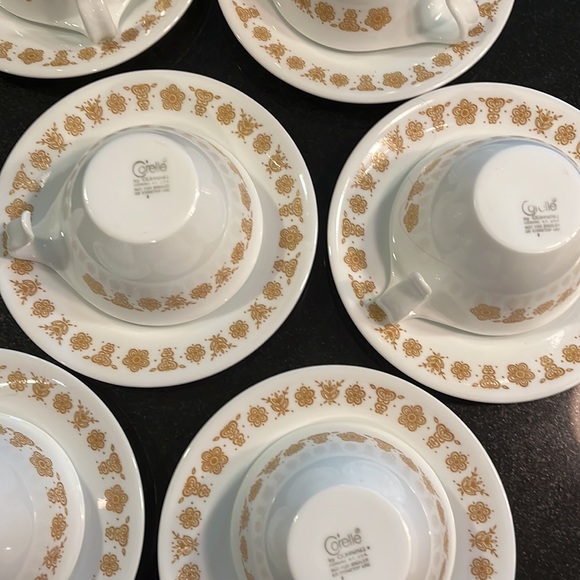 Flat Cup & Saucer Set Butterfly Gold (Corelle) by CORNING - Set of 6 - Picture 5 of 8